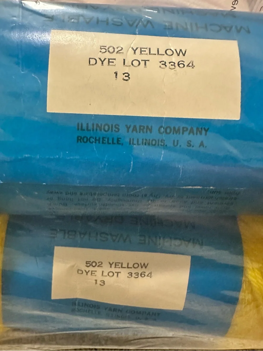 Rochelle Polyester Polyanna Yarn Vintage 2 Skeins Same Dye Lot - Yellow